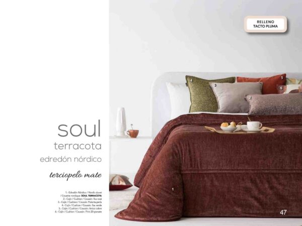 Edredon Nordico Terciopelo Mate Mod. Soul Color Terracota Cama 180 cm