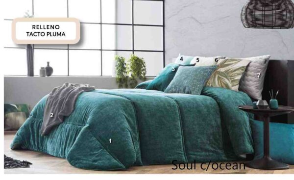 Edredon Nordico Terciopelo Mate Mod. Soul Color Ocean para cama 150 cm